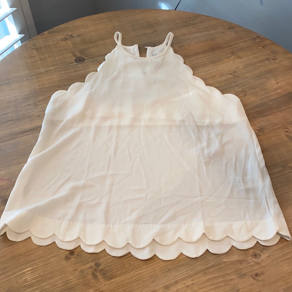 Scalloped ivory white blouse